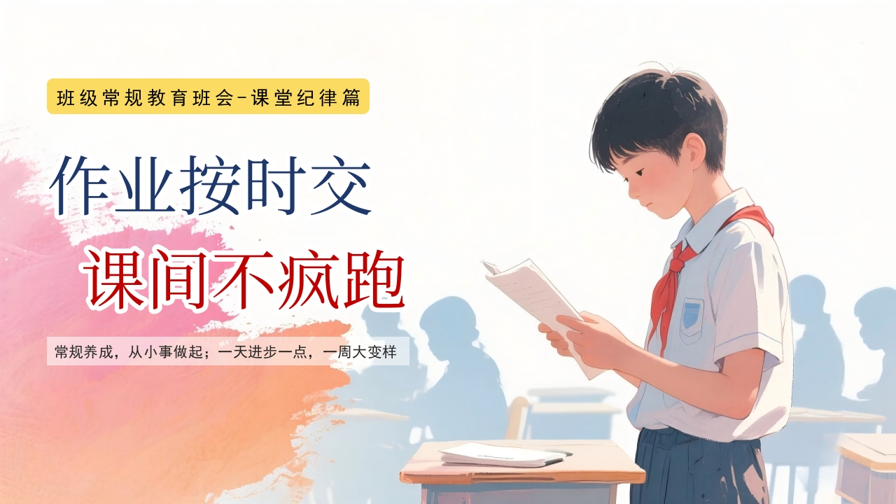 【小学】【课堂纪律】班级常规教育学习指导主题班会《作业按时交，课间不疯跑》-教务资料网