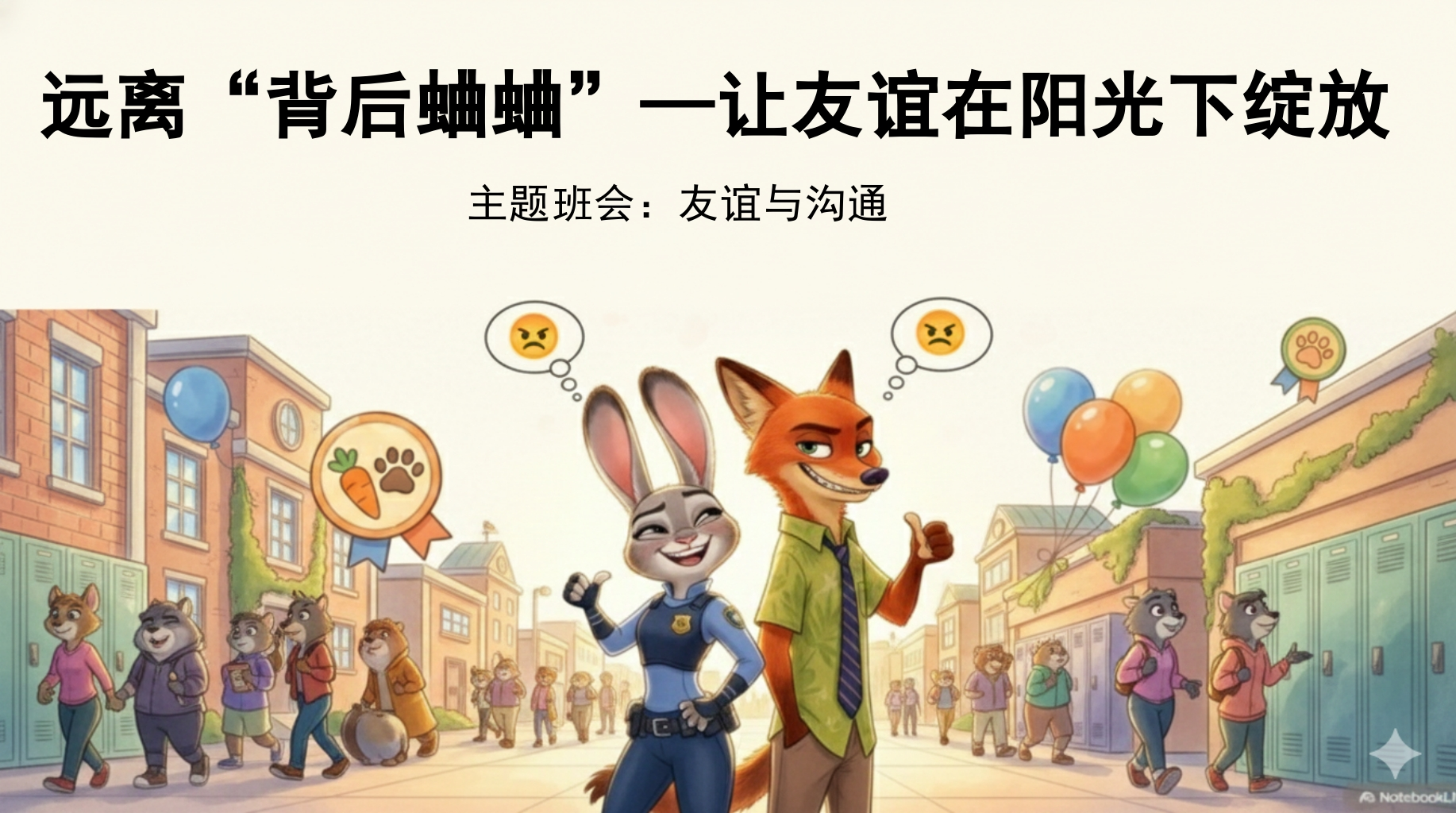 【通用】【交友友谊】主题班会：远离背后蛐蛐_让友谊在阳光下绽放-疯狂动物城2主题-教务资料网