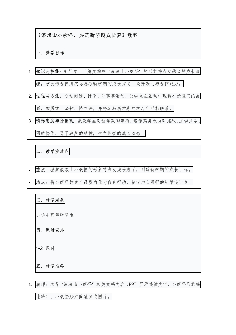 【通用】【秋季】开学第一课：浪浪山小妖怪，共筑新学期成长梦教案-教务资料网