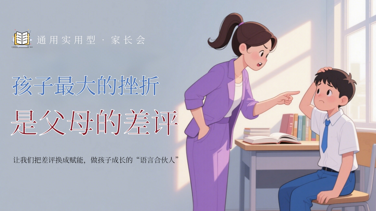 【通用】家长会【孩子最大的挫折，是父母的差评】1-教务资料网