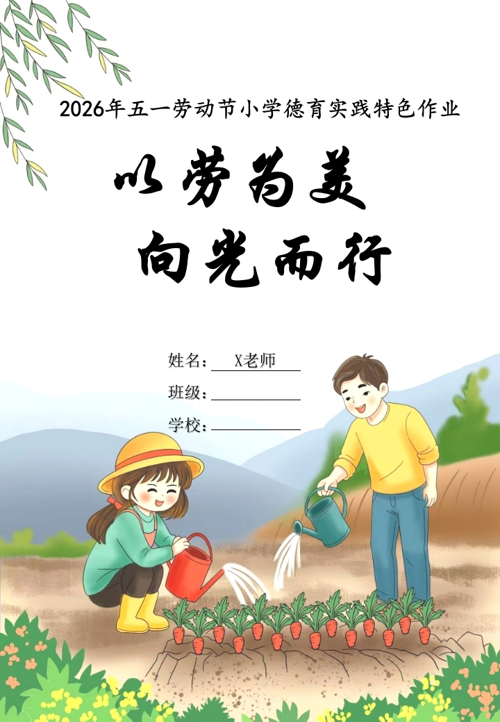 五一劳动节小学德育主题实践作业：以劳为美，向光而行-教务资料网