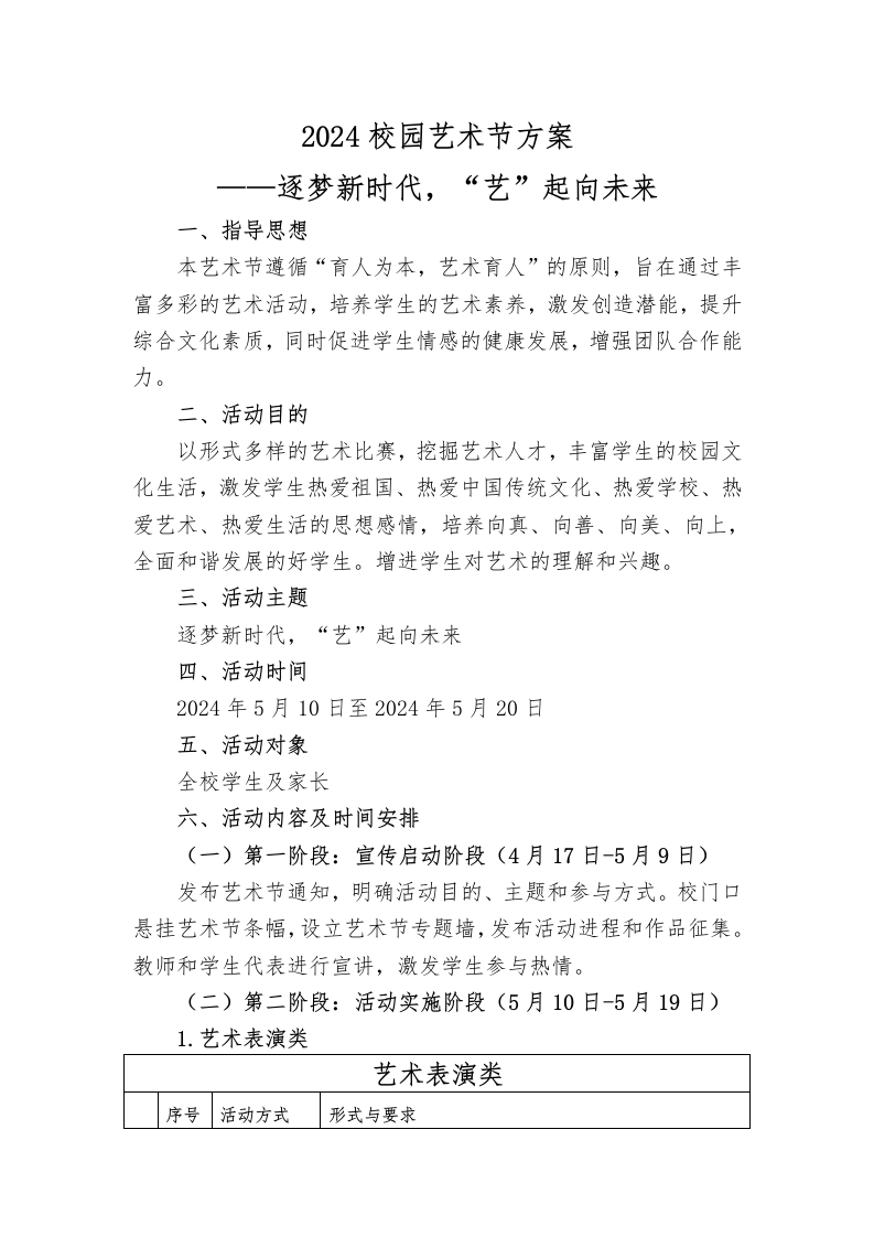艺术节分年级活动方案-教务资料网